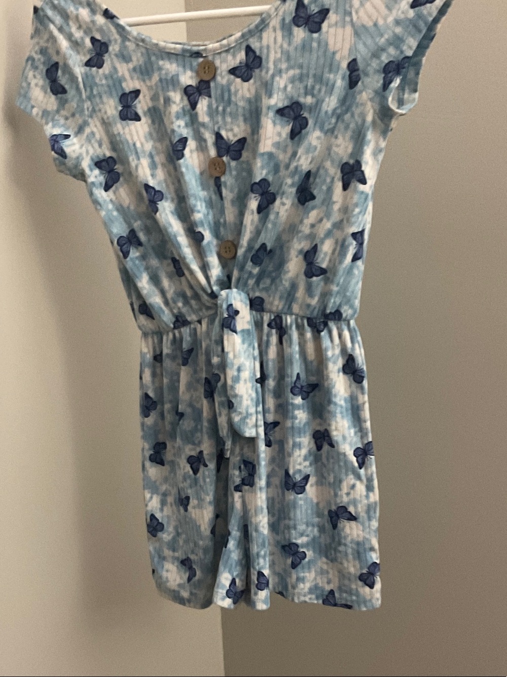 Lily Bleu Blue and White Butterfly Print One-Piece Bodysuit